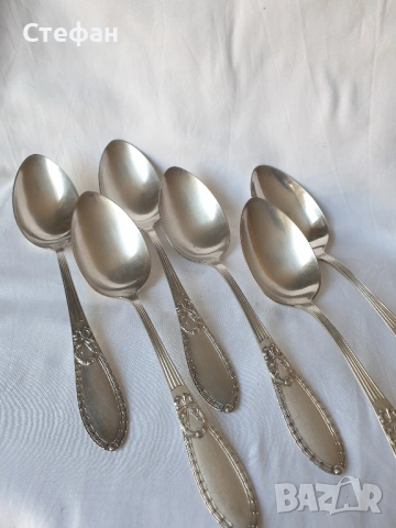Комплект посребрени лъжици, снимка 5 - Антикварни и старинни предмети - 54268762