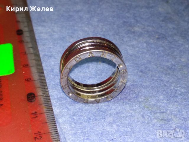 BVLGARI Оригинален БУТИКОВ СРЕБЪРЕН ПРЪСТЕН РОДИРАНО СРЕБРО 925 БУЛГАРИ РАЗТЕГЛИВ РЯДЪК МОДЕЛ 27229, снимка 11 - Пръстени - 45969808