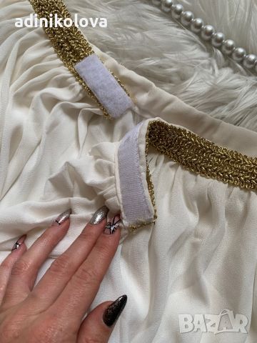 Бяла плажна пола със златни бродерии, снимка 4 - Поли - 45282289