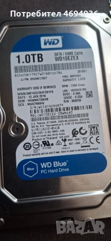 3.5 .WD10EZEX. 1TB .64МCashe 2018Г.