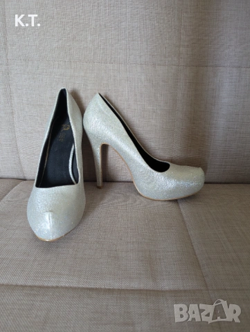  Елегантни Обувки на висок ток, токчета, сребристи номер 40