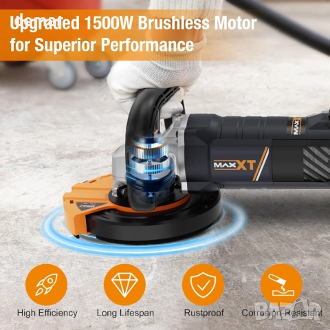 MAXXT Ъглошлайф за бетон, шлайфмашина с диск 12,5 см, 1000-8500 об/мин, снимка 4 - Ъглошлайфи - 52692624