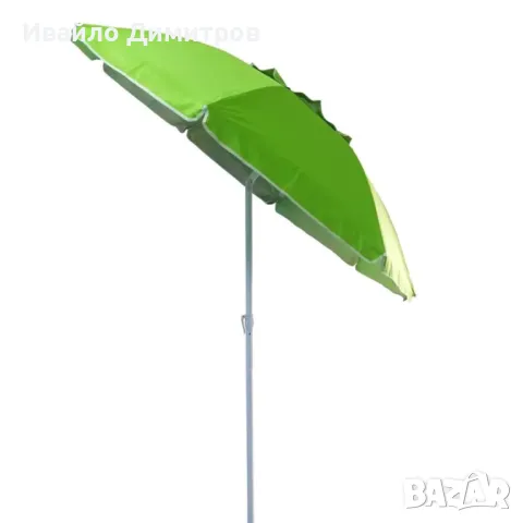 Плажен чадър чупещ, зелен, 170 см, снимка 1