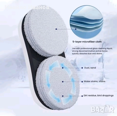 вакуумен смарт робот за почистване на прозорци и др. гладки повърхности с 10 чифта полиращи мопа, снимка 14 - Други стоки за дома - 51486019