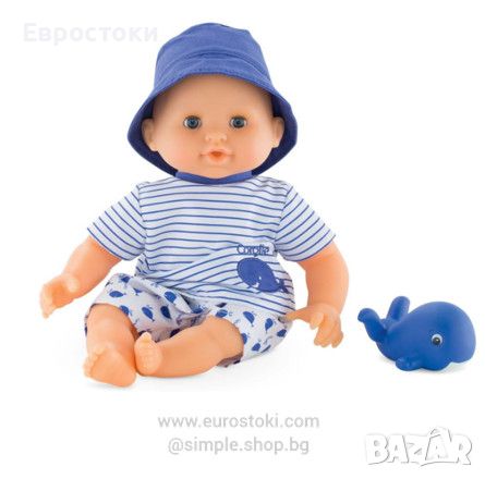 Кукла Corolle Bath Baby Marin с малка играчка кит, кукла за къпане, 30 см.