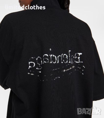 BALENCIAGA Black Political Campaign Hand Drawn Logo Oversized Мъжка / Дамска Тениска size L (XL), снимка 8 - Тениски - 46554122