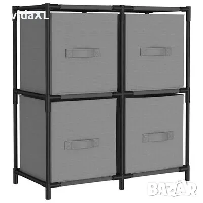 vidaXL Шкаф за съхранение 4 текстилни кошници сив 63x30x71 см стомана（SKU:337255）, снимка 1 - Шкафове - 49297356