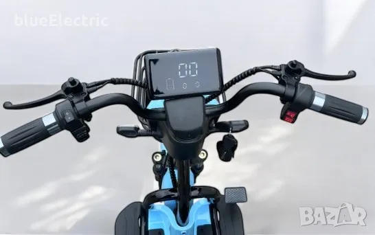 Двуместна електрическа триколка blueElectric Pudding 1800W | 48V | 23Ah | BABY BLUE, снимка 6 - Мотоциклети и мототехника - 49745628