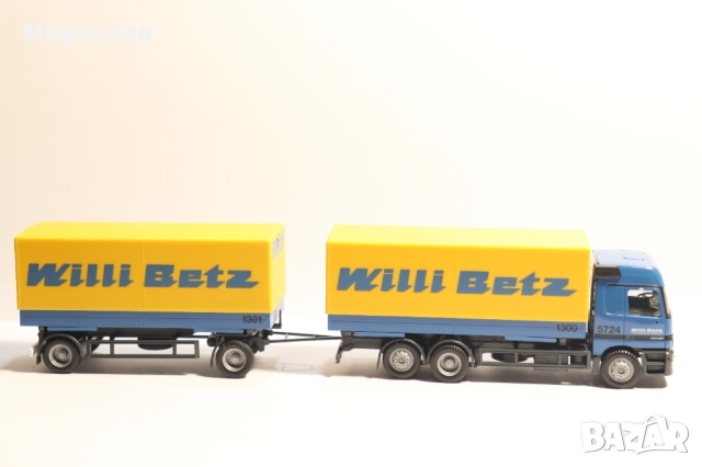 HERPA H0 1/87 MERCEDES BENZ ACTROS WILLI BETZ КАМИОН МОДЕЛ, снимка 7 - Колекции - 51745986
