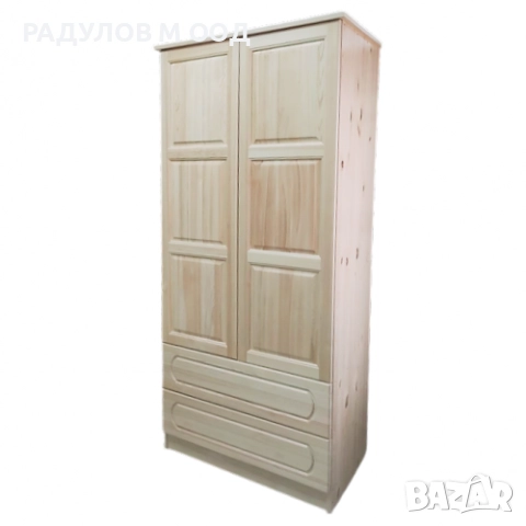 Гардероб двукрилен масив 80*182 см, с 2 чекмеджета / 30534