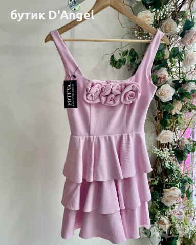 FOTEVA FASHION HOUSE рокля с 3D рози, снимка 2 - Рокли - 50472161