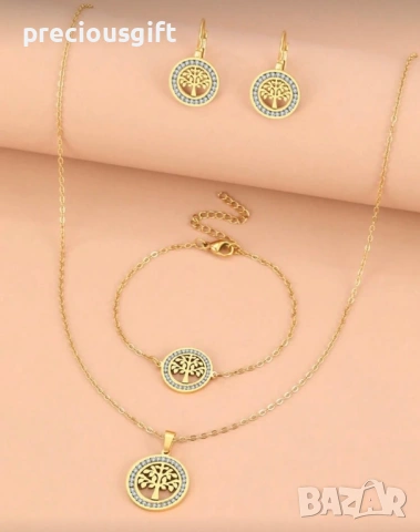 Комплект бижута от неръждаема стомана - гердан, гривна и обеци, снимка 4 - Бижутерийни комплекти - 53101534