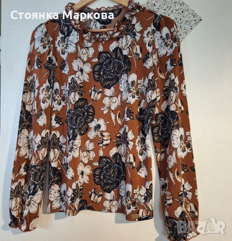 Пролетна блузка с красиви цветя, снимка 4 - Блузи с дълъг ръкав и пуловери - 53896632
