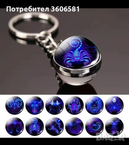 Стилни Ключодържатели със Зодии(кръгли) – Перфектният Подарък за всички възрасти, снимка 12 - Други - 44759520