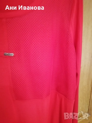 нова дамска блуза, голям размер в червен цвят, снимка 3 - Блузи с дълъг ръкав и пуловери - 53346426