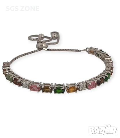 ГРИВНА ОТ СРЕБРО С МНОГОЦВЕТЕН ТУРМАЛИН, снимка 3 - Гривни - 53274333