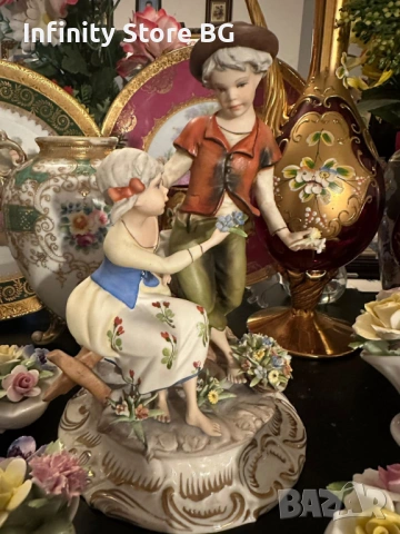 💖 Capodimonte Italy – “Влюбените” – Романтична порцеланова композиция 💖, снимка 4 - Антикварни и старинни предмети - 53465527