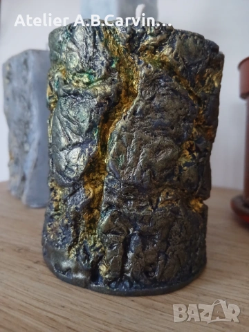 Уникални декоративни свещи камък, скала, златна руда, ръчна изработка, снимка 3 - Декорация за дома - 53925119
