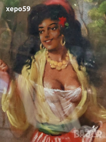 Стара европейска картина, темпер на картон, снимка 2 - Картини - 52273979