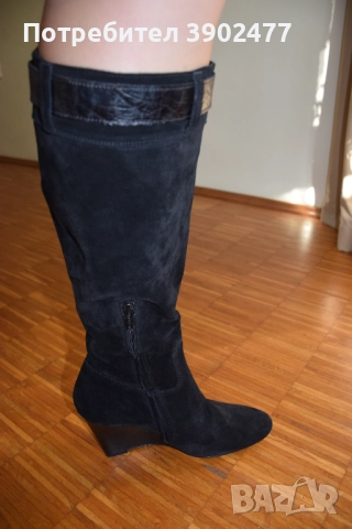 Чисто нови дамски кожени ботуши от Италия, велур, снимка 9 - Дамски ботуши - 52115910
