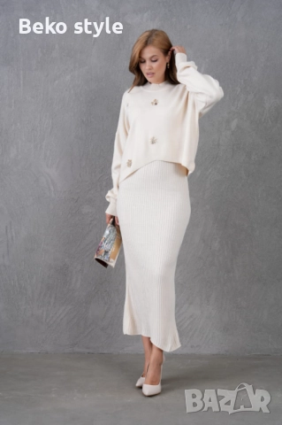 Дамски комплект 2 части Рокля+Пуловер , снимка 3 - Комплекти - 52507971