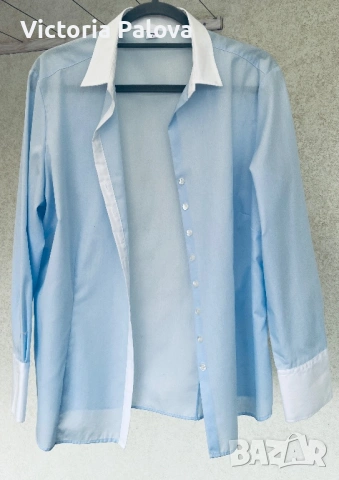 Нова луксозна риза ETERNA Excellent - Небесносиня класика, Памук, р-р 46