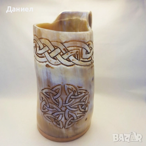 Чаша от естествен рог, тип "Викинг", снимка 4 - Подаръци за мъже - 43051940