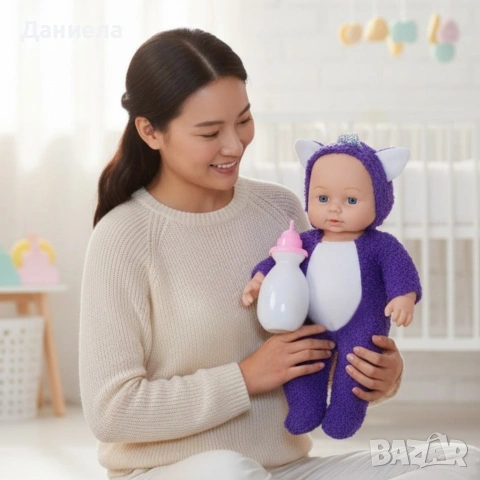 Интерактивна кукла бебе с костюм на животно – говори, смее се и плаче (30 см), снимка 4 - Кукли - 53150052