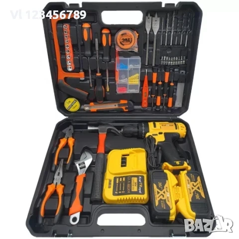 Акумулаторен Винтоверт KRAFT Royal 36V + 111 части / бормашина с инструменти в куфар, снимка 4 - Винтоверти - 53835617