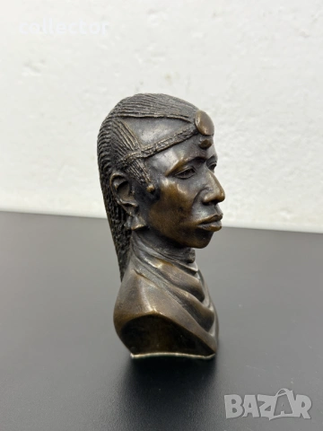 Бронзиран бюст на масайски войн. №8031, снимка 5 - Антикварни и старинни предмети - 53983245