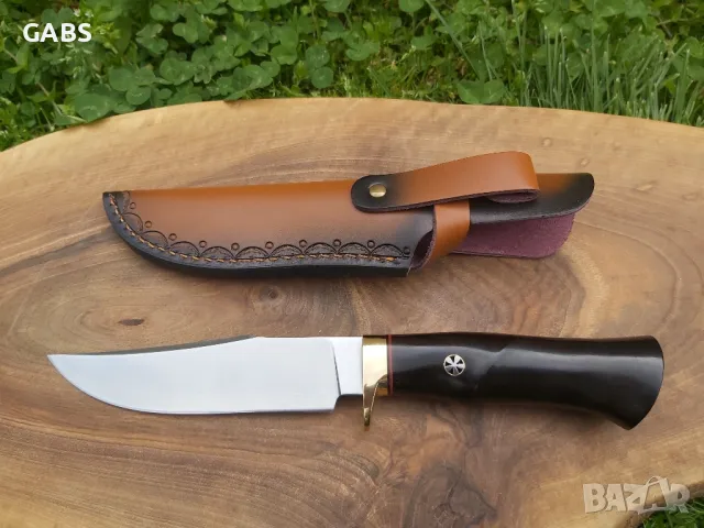 Ловен нож с кожена кания,три слоя стомана LN402, снимка 2 - Ножове - 49962608