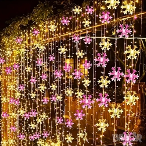 Розови топли снежинки - лампички