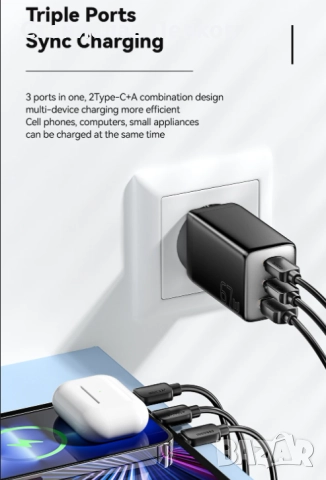 Зарядно устройство Essager 67W GaN USB-C, снимка 3 - Друга електроника - 52488476