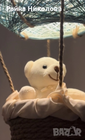 Детски абажур „Балон с горещ въздух“ с меченце. Перфектната лампа за детската стая!, снимка 5 - Детски нощни лампи - 52432268