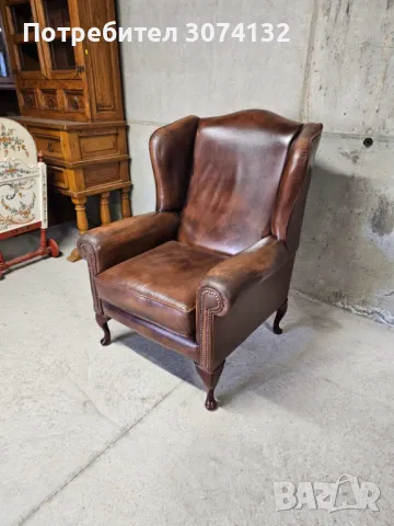 Кресло в стил Честърфийлд (естествена кожа), снимка 4 - Дивани и мека мебел - 49668061