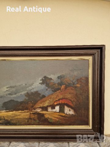 Голяма стара холандска антикварна авторска майсторска картина масло върху платно , снимка 7 - Антикварни и старинни предмети - 45843265