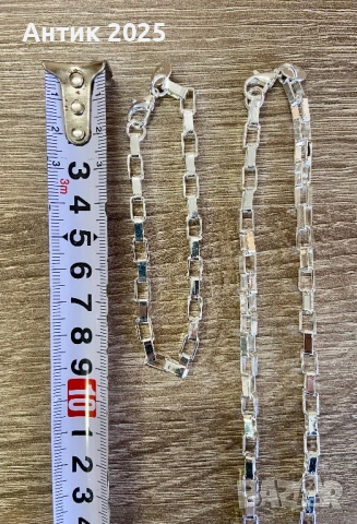 Сребърен комплект проба 925 – верижка и гривна (нови), снимка 3 - Бижутерийни комплекти - 53603968