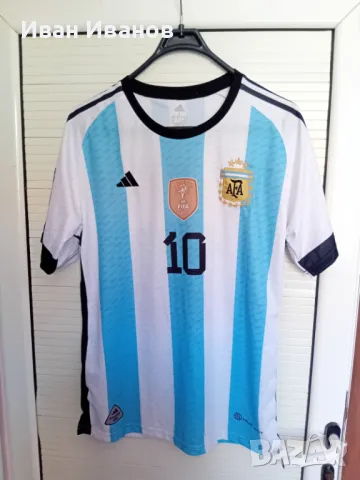 Чисто нова оригинална фланелка на Аржентина - Световни шампиони - Меси