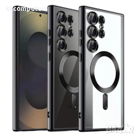 Силиконов кейс bSmart Chrome Magsafe с протектори за камерите, За Samsung Galaxy S26 Ultra, Черен 