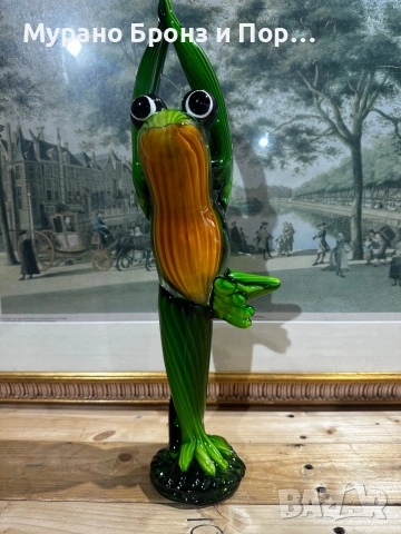 Масивна стъклена скулптура "Йога Жаба" (Мурано стил) – 44 см, 2.7 кг