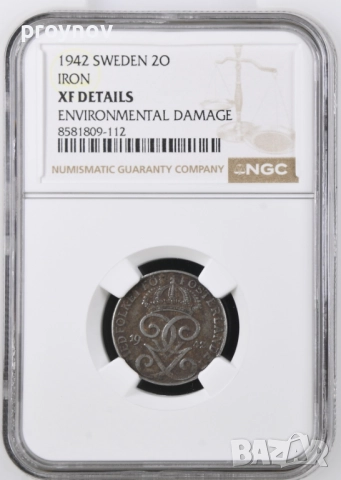 1942 SWEDEN IRON 2O- MINT ERROR