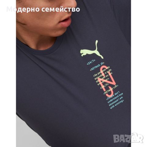 Мъжка тениска puma x neymar jr 24 7 graphic football tee navy, снимка 2 - Тениски - 46787915