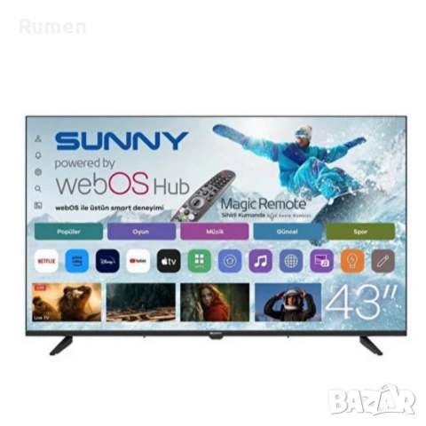 Телевизор Sunny SN43FPRL-W02S – 43" LED Smart TV с WebOS, Wi-Fi и DVB-T2/C/S2, снимка 4 - Телевизори - 53238702
