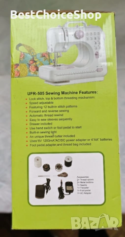Мини шевна машина с 12 различни вида шевове UFR-505, снимка 3 - Шевни машини - 53205650