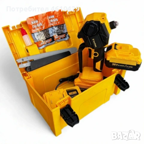 Акумулаторна Резачка 36V 8Ah с Шина 15 см – Трион с Автоматично Смазване и 2 Вериги, снимка 3 - Други инструменти - 53234675