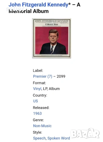Предлагам две грамофонни плочи на американския президент Джон Фицджералд Кенеди: Първата е:  Това е , снимка 3 - Грамофонни плочи - 53643030