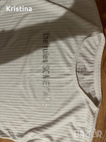 Бяла къса тениска с надпис, снимка 2 - Тениски - 53111538