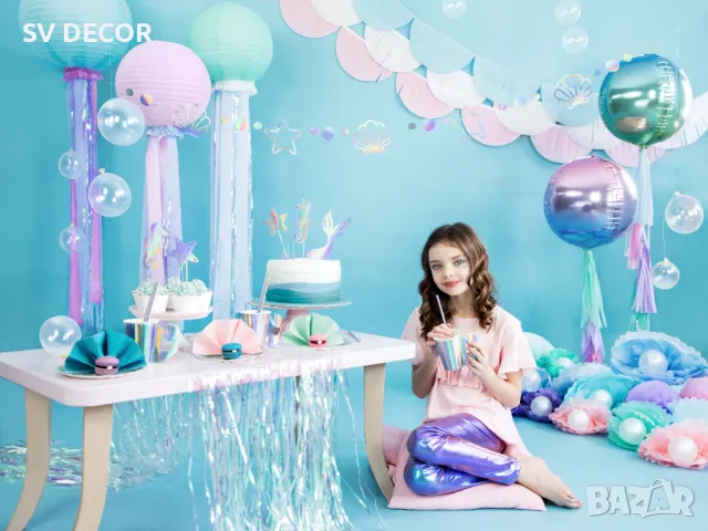 Фолиев балон сфера, омбре/лилав хамелеон - 35см, снимка 5 - Декорация - 49672392