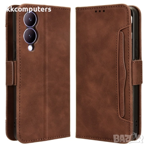Кожен калъф Портфейл за vivo Y17s 4G / Y28 5G / Y33t - Магнитен клипс, Държач за карти и Стойка, вкл, снимка 3 - Калъфи, кейсове - 52561411