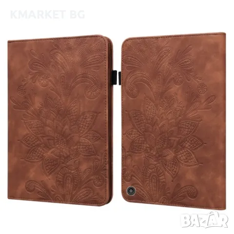 Amazon Kindle Fire HD 10 2021 / HD 10 Plus 2021 Flower Кожен Калъф и Протектор, снимка 9 - Калъфи, кейсове - 46977526